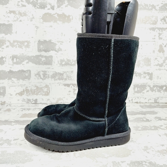 Koolaburra by UGG Black Leather Suede Sheepskin Round Toe Winter Boot A835 - Picture 1 of 13